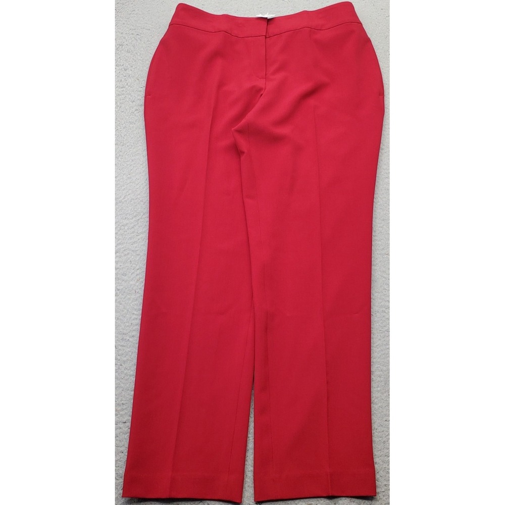 Black Label by Evan-Picone Ep Straight Pants Women 8 Red Straight Leg Flat Front